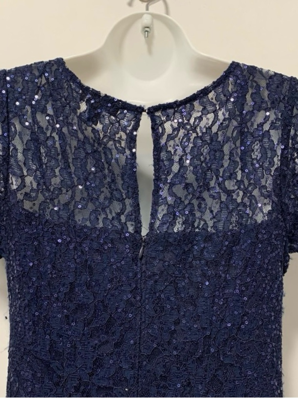 Classic Navy Lace A-Line Dress - Women's Evening Dress - Picture 9 of 15